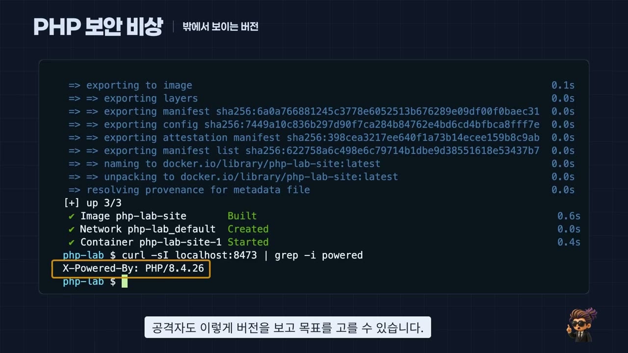 The response header shows X-Powered-By: PHP/8.4.26